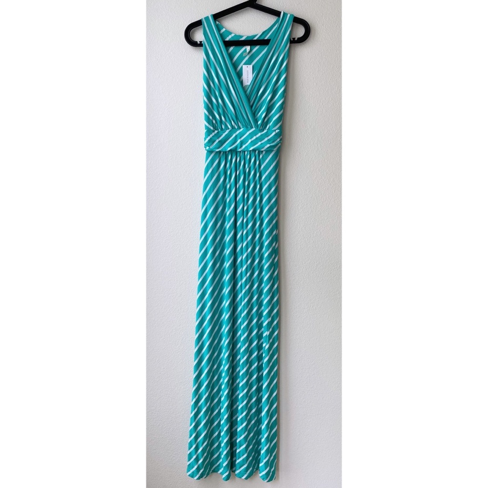Gilli Striped Maxi Dress | Teal-Green & White